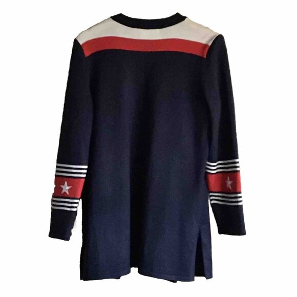 Vintage Eric‎ Steven Red White Blue Stars Stripes Cardigan Woman’s Size 6 - Picture 2 of 8